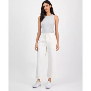 BOSS Orange Women's High-Rise Cropped Wide-Leg Jeans Ivory Size 29 17038